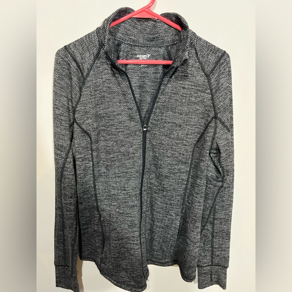 Old Navy Active Black and White - Zip Up Long Sleeve Jacket